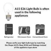 Simba Lighting Incandescent Appliance Light Bulb A15 40W E26 Medium Base 2700K Warm White 6-Pack