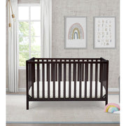 Delta Children Heartland 4-in-1 Convertible Baby Crib, Dark Chocolate, Adjustable Mattress Heights, Wood Construction, 555140-207
