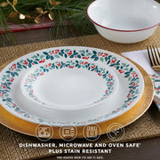 Corelle Winter Berries 18-Piece Dinnerware Set, Chip Resistant Triple-Layer Glass, Microwave and Dishwasher Safe, Service for 6, 1152589