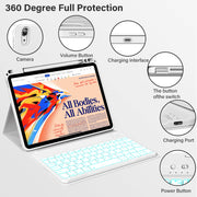 Kenke Keyboard Case for iPad Air 11 Inch M4 M3 M2 and 5th 4th Generation, Wireless Detachable Backlit Keyboard with 7 Colors, Pencil Holder, Gray