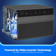 Midea 12,000 BTU Smart Inverter Window Air Conditioner, Wi-Fi, Alexa & Google Assistant Compatible, Energy Star, Quiet Operation, Remote Control, Black, MAW12V1WBK