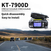 QYT KT-7900D Mobile Radio, Quad Band, 25W Output, 200 Channels, Black, Hand Microphone Included