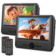 Wonnie 7.5 Inch Portable Dual Screen DVD Player for Kids with AV In/Out, USB and SD Support, Black, W-711