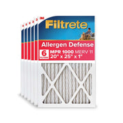 3M 9803-2PK-3 Filtrete Furnace Air Filter, 20x25x1, MPR 1000, MERV 11 Allergen Defense, Pleated Polypropylene, 6 Pack