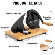 Vanerepok Manual Bread Slicer, Adjustable Thickness Up to 0.9 in, Hand Crank Cutter with Stainless Steel Serrated Blade, Wood Handle, Black