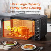 HOMSHADE 25QT French Door Air Fryer Toaster Oven Combo, Bake, Broil, Roast, 19 Cooking Functions and Digital Controls