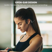 TopVision AS18 Open Ear Bone Conduction Headphones, Wireless Bluetooth Headset with Built-in Microphones, Black