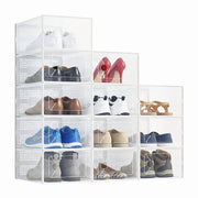 Gianna 12 Pack Stackable Shoe Box Plastic Storage Organizer White Holds Shoes Up to US Size 9 DS-XHV0829-1309WT12P-LG