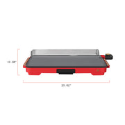 Beautiful XL Electric Griddle, 12 in x 22 in, EverGood Ceramic Nonstick Coating, Adjustable Temperature Control, Detachable Stainless Steel Backsplash, Removable Drip Tray, Tomato Red or Oyster Grey