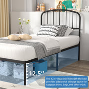 Mainstays 14PBCH01 Crew Twin Metal Platform Bed with Curved Headboard, Black