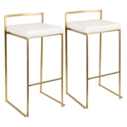 Lumisource ZBX-FUJI BSCS 2PK Gold and White Stackable Bar Stool (2 Pack)