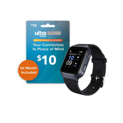 Ultra Mobile Silver uw-tm43-1m TIMEX Family Connect SENIOR Smartwatch With 1st Month of Service Kit Designed for Ages 65+, Black