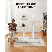 CHITOOMA Electric Standing Desk, One Piece, Height Adjustable 28.3-46.5in, Maple Wood-Top, USB Charging Ports, Drawer, 48in x 24in