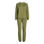 Joyspun Women's French Terry Sweatshirt and Joggers Set, Relaxed Fit, Irish Moss, XS to 3X