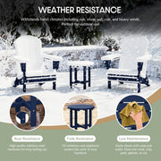 WestinTrends Malibu Outdoor Side Table, All-Weather Poly Lumber, Adirondack Round Patio End Table, Navy Blue, 18 in
