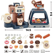 ANTIC DUCK Tea Party Kids Coffee Maker Playset, Cash Register Pretend Play Kitchen Toys for Girls 3-6 Year