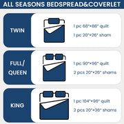 Quilt Set Queen Size - Lightweight Quilts Summer Bedspreads for All Season 3 Piece (1 Quilt  2 Pillow Shams) - Dark Grey