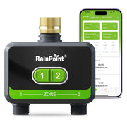 RainPoint Smart Bluetooth Hose Timer, 2 Outlet Watering Controller, App Control, Green