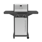 Char-Broil Performance Series FlavorMax 2 Burner Gas Grill with Foldable Side Shelves, Electronic Ignition, Porcelain-Coated Grates, Black and Stainless Steel, 463663125