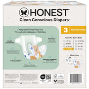 The Honest Company Clean Conscious Disposable Diapers, Size 3, 62 Count, Hypoallergenic, Fragrance-Free, Plant-Based Materials, Leak Protection, Space Travel + It's a Pawty Prints