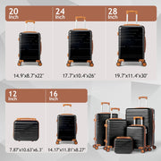 Zimtown Luggage 5 Piece Sets ABS Hardside Luggage Suitcase Set with Spinner Wheels and TSA Lock, Black