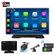 MHCABSR 9-Inch Wireless Carplay Screen with 4K Front Dash Cam, 1080p Backup Camera, ADAS, Bluetooth, GPS