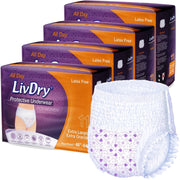 TYE Medical LivDry Womens Adult Incontinence Underwear, Super Absorbent Gel Core, Purple Flowers, XL, 44 Count
