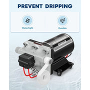 Kohree Water Pressure Diaphragm Pump, Self-Priming 12V DC, 5.5GPM Flow, 55PSI Pressure, 0.75L Pre-Pressurized Accumulator Tank, Quiet Operation, KR2132-WR