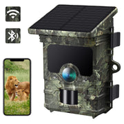 Campark Solar Powered Trail Camera, 46MP, 4K 30fps Video, 0.1s Trigger, Night Vision with 36 Infrared LEDs, WiFi Bluetooth, Loop Recording, Waterproof IP66, Rechargeable Battery T300