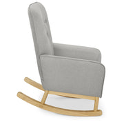 Delta Children Colby Rocking Chair, Mid-Century Modern, French Grey Fabric, Natural Wood Base