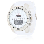 U.S. Polo Assn. Men's Analog Digital Watch Silver with White Silicone Strap US9768WM