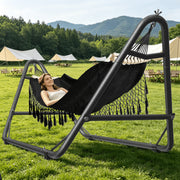 Yacona Hammock with Stand, Heavy Duty Steel Frame, Portable, Black, 600 lb Load Capacity