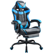 Seenda Gaming Chair with Footrest and Lumbar Support with Swivel Seat and Headrest, Blue - Ergonomic Design