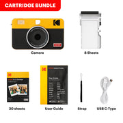 Kodak Mini Shot 2 Retro Instant Camera and Photo Printer, 4PASS Technology, Bluetooth Compatible, White, C210RW