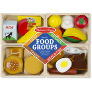 Melissa & Doug Food Groups - 21 Hand-Painted Woodenpc and 4 Crates