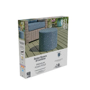 Better Homes & Gardens 20in Round Outdoor Pouf Ottoman, Blue Medallion, Foam Filled, Fade-Resistant Polyester