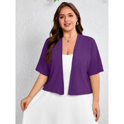 Showmall Womens Plus Cropped Cardigan Open Front Shrug Lightweight Bolero Purple 3X