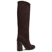DV Dolce Vita Bardonny Wide Calf Knee High Block Heel Boot, Dark Brown Faux Suede, Size 8.5