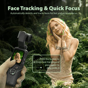 Saneen 4K Vlogging Camera, 16MP CMOS Sensor, 330 Rotating Lens, Face Tracking, Touchscreen, WiFi, Tripod Included, 16GB Card