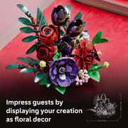 LEGO Botanicals Dark Flower Arrangement Building Set, 562 Pieces, Customizable Floral Display with Tulips, Roses, Dahlia, Anemone, Petunia, Blue Mistflower, Pimpernel, 11513