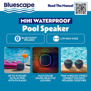 Bluescape Mini Portable Bluetooth Speaker, IPX7 Waterproof, Sound-Reactive LED Light Ring, True Wireless Stereo, Built-In FM Radio, Black