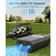 FirstPower Pro 36V Golf Cart Charger, 18A 750W Smart CC/CV Charging, IP65 Waterproof Metal Housing, LED Indicators, SYGLC0001BFI-YHUS