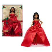Mattel Barbie Signature 2026 Holiday Fashion Doll, Black Hair, Red Strapless Gown with Bow, Includes Doll Stand, 94998580