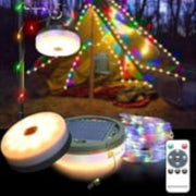 Sissinoceros XL Solar Camping String Light, 32.8FT Rechargeable LED Hanging Light for Outdoor - Waterproof