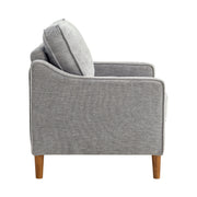 Studio Living Sanborn Modern Arm Chair, Gray Woven Polyester Fabric, Removable Cushions, Solid Hardwood Frame