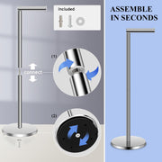 PHANCIR Freestanding Toilet Paper Holder with Top Storage Shelf, Stainless Steel, Silver