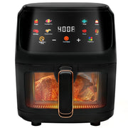 Bluebow 3wmt-air fryer-Black2 7.5QT, Large 8-in-1 Digital Touchscreen, Visible Window, 1700W