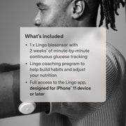 Abbott Lingo Continuous Glucose Monitor Biosensor with 14-Day Wear, Real-Time Tracking, White