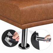 Renwick WDpcwc0002 LuxuryGoods Modern Faux Leather Futon with Cupholders and Pillows, Brown