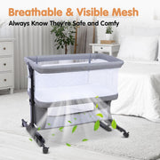 CAPAKIDDO AZ2056-3 4 in 1 Bassinet Bedside Sleeper with Rocking Mode, Grey